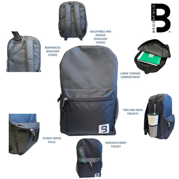 19 IN SCHOOL BACKPACK 2 MESH SIDE POCKETS ASSORTED