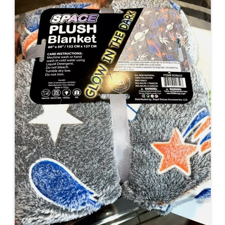 FLEECE SPACE GLOW IN THE DARK BLANKET