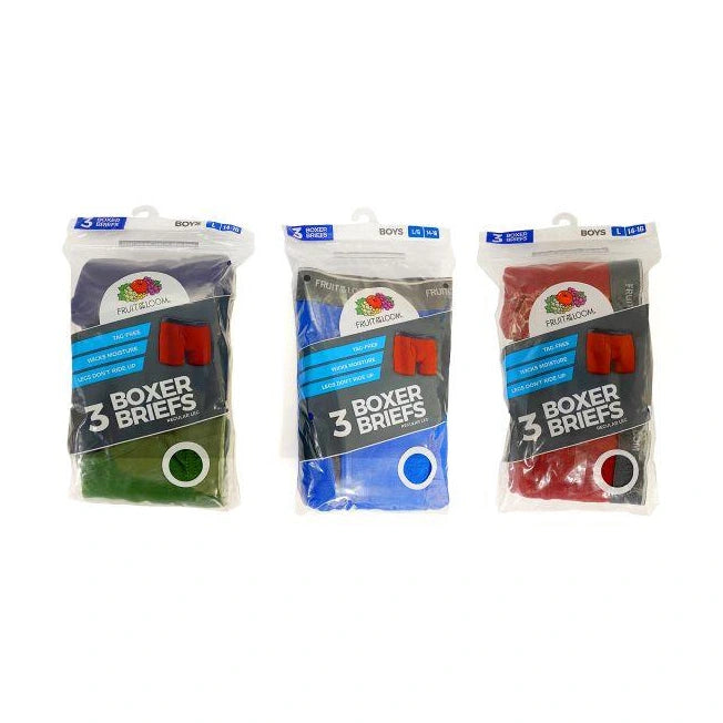 3 PC KNIT BOYS BOXER BRIEFS ASST COLORS AND SIZES S-XL