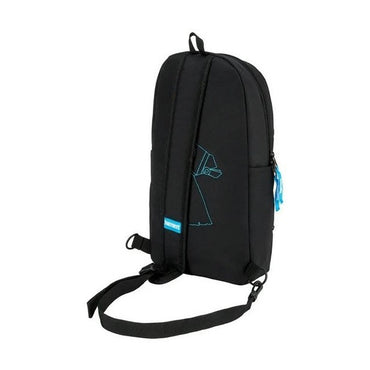 Black Fortnite backpack with blue accents.