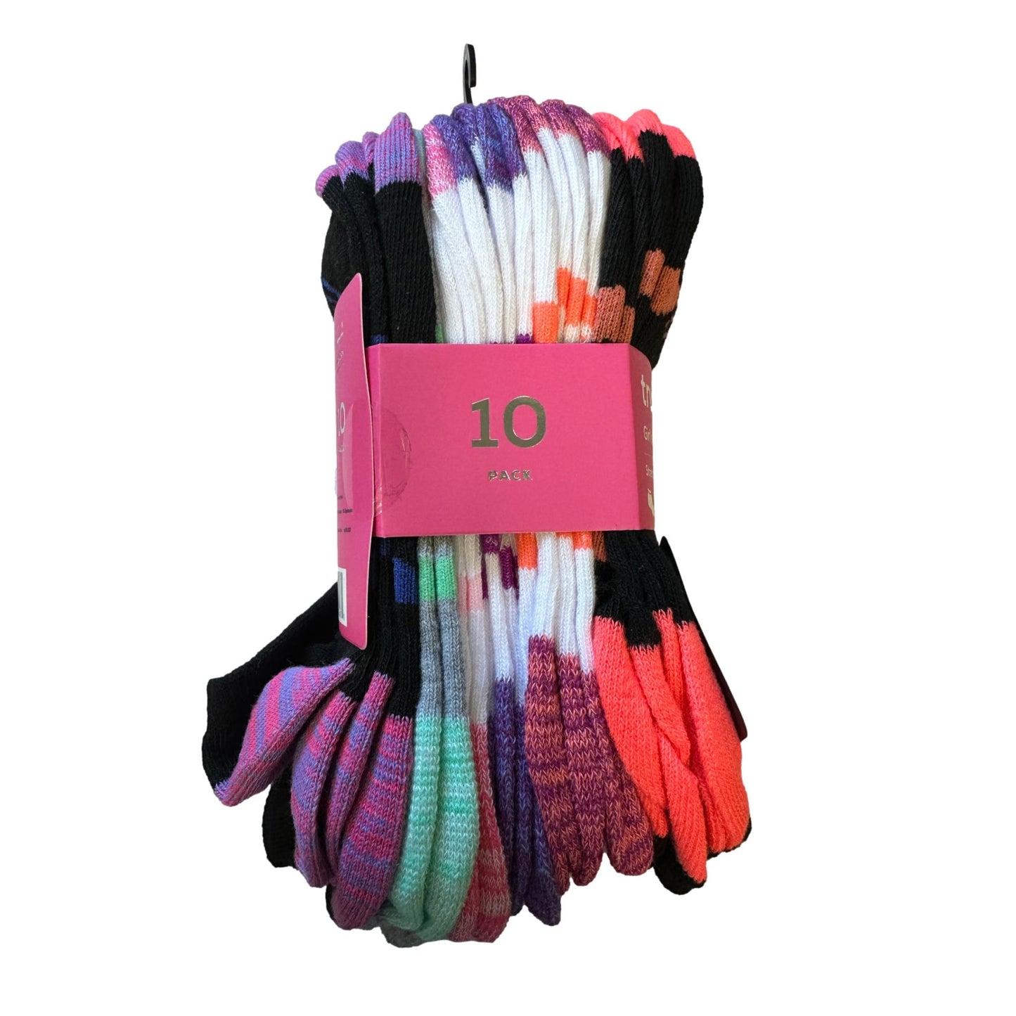 10 PC GIRLS NO-SHOW SOCKS SHOE SIZE: 10-4 ASSORTED