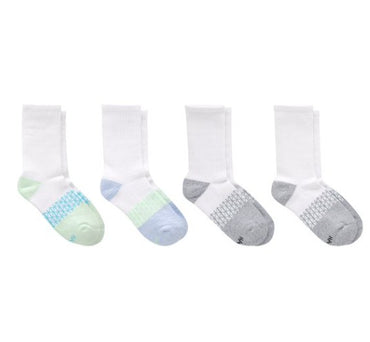 4 PK GIRL'S CREW SOCKS ASSORTED SIZES