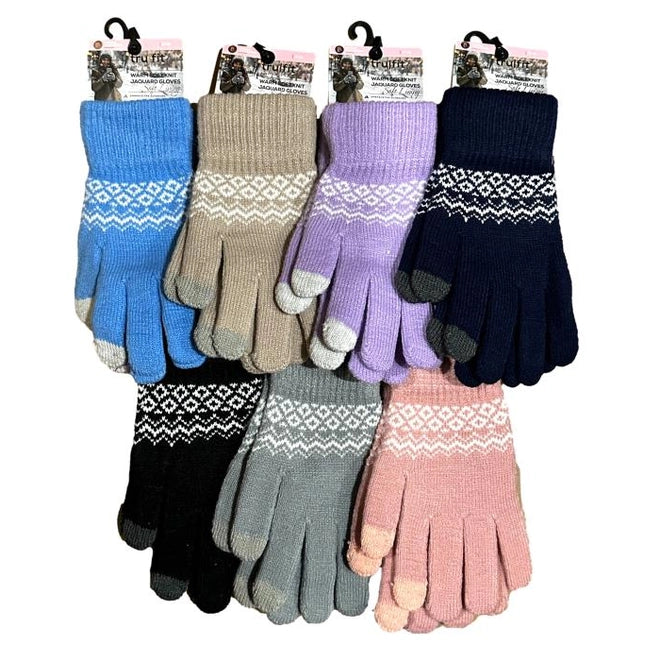 WOMEN'S JACQUARD KNIT GLOVES ASSORTED
