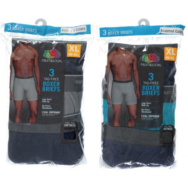 3 PC KNIT MEN'S BOXER BRIEFS ASST COLORS AND SIZE S-2XL