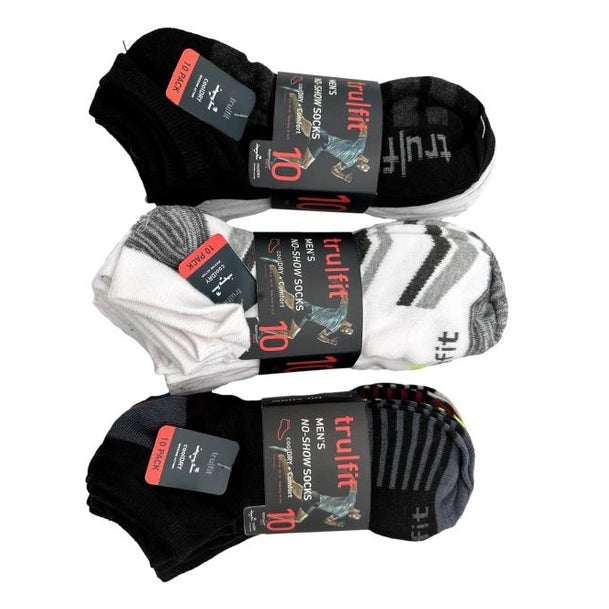 10 PC MEN'S NO SHOW SOCKS SHOE SIZE: 8-12.5 ASSORTED