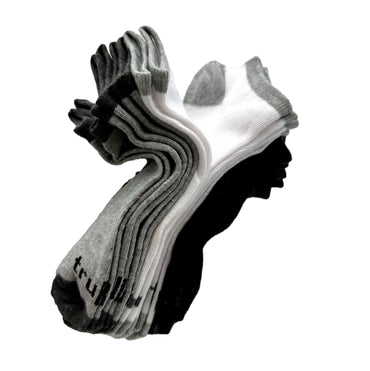 Pile of gray and white socks.