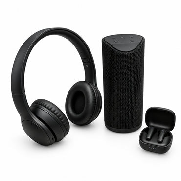 KIT DE AUDIO INALÁMBRICO NEGRO DE 3 PIEZAS