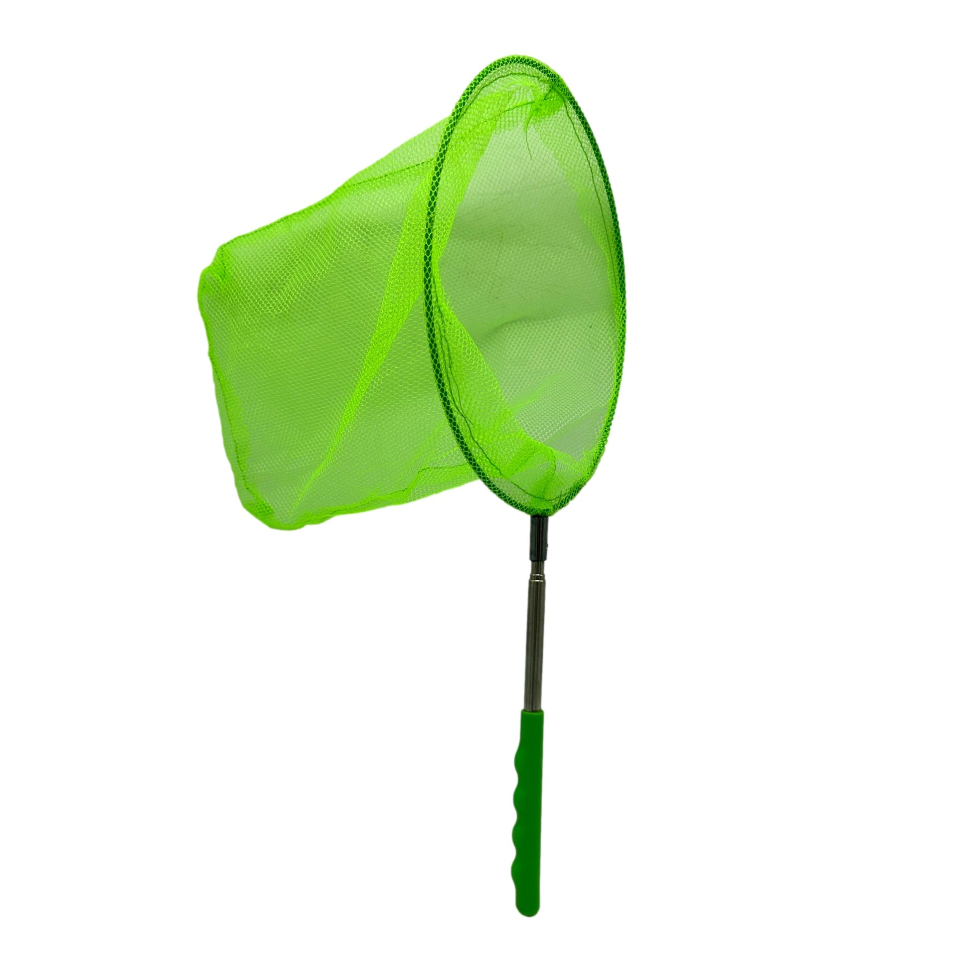 Green insect net with telescopic handle.