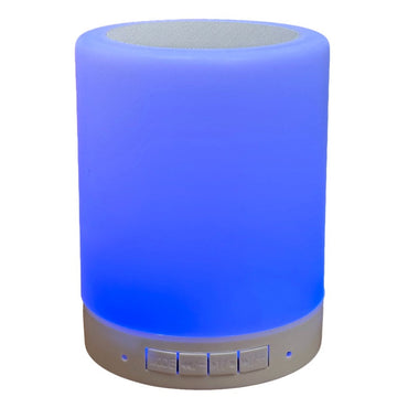 Cylindrical light and speaker.