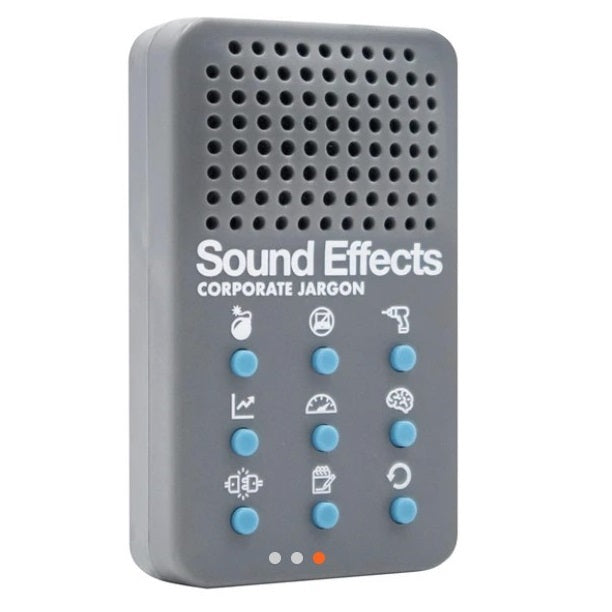 Gray sound effect device with blue buttons.