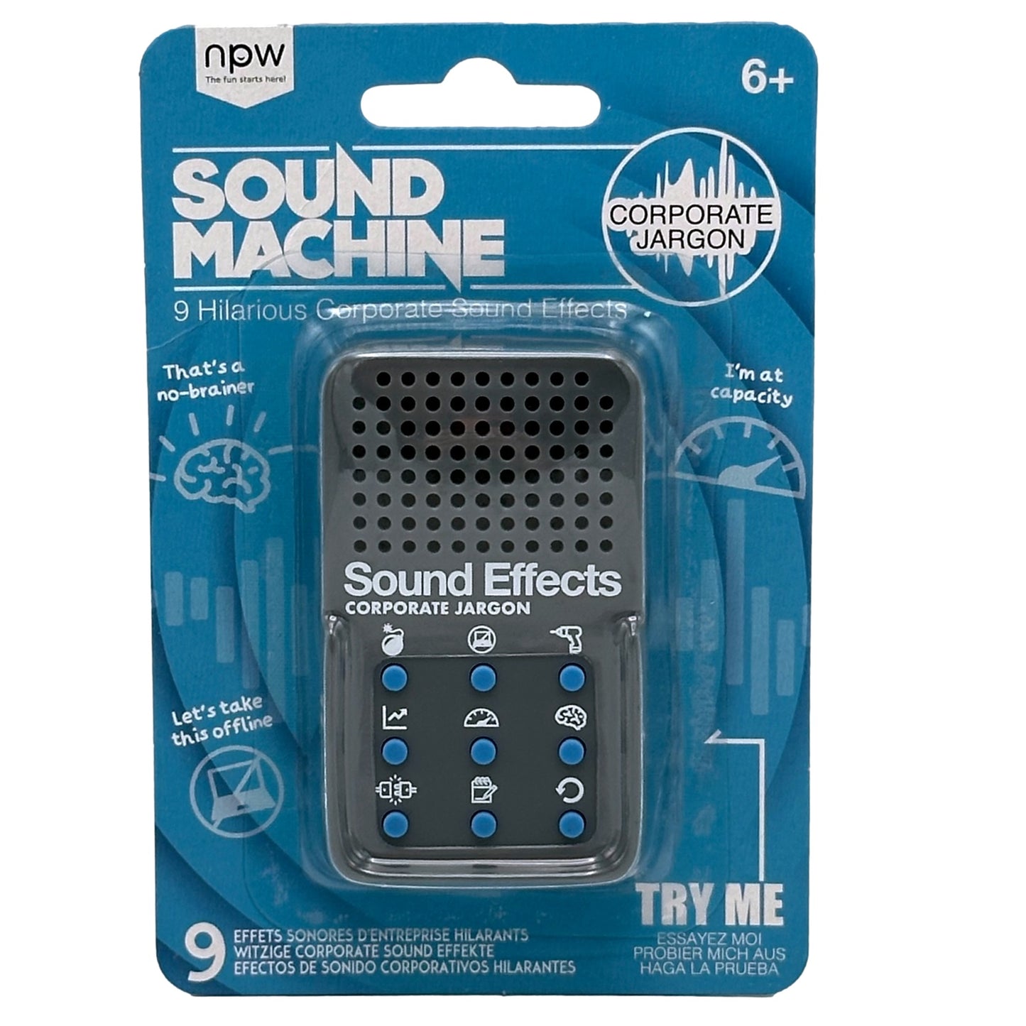 A boxed "Sound Machine" with 9 hilarious corporate sound effects.