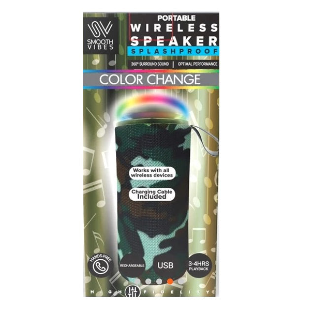 CAMOUFLAGE SPLASHPROOF LED WIRELESS SPEAKER