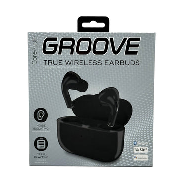 Box of black Groove true wireless earbuds.