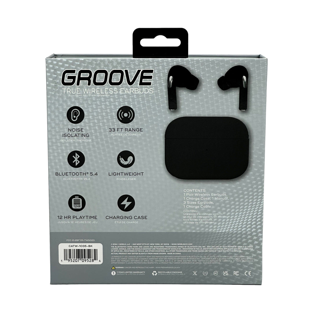 Box for black Groove true wireless earbuds.