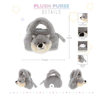 7 IN PLUSH WOLF HANDBAG