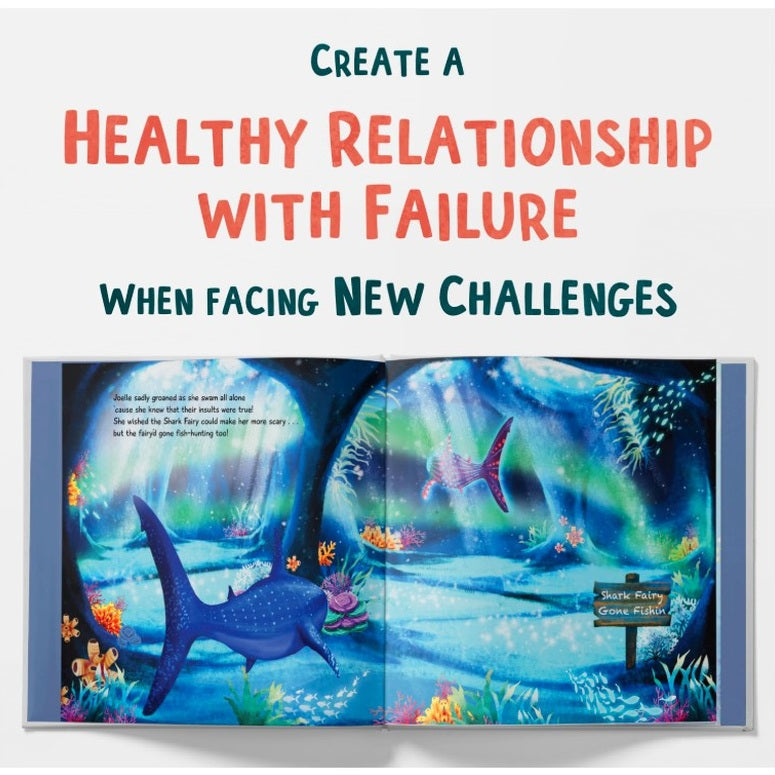 Open book with a blue underwater scene, set under the headline "Create a Healthy Relationship with Failure."