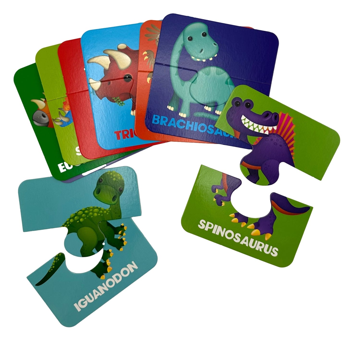 Dinosaur puzzle pieces.