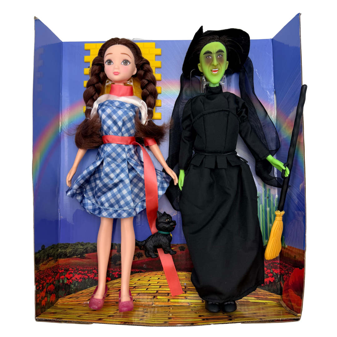 DOROTHY & WITCH 11 IN DOLLS WITH TOTO AND BROOM