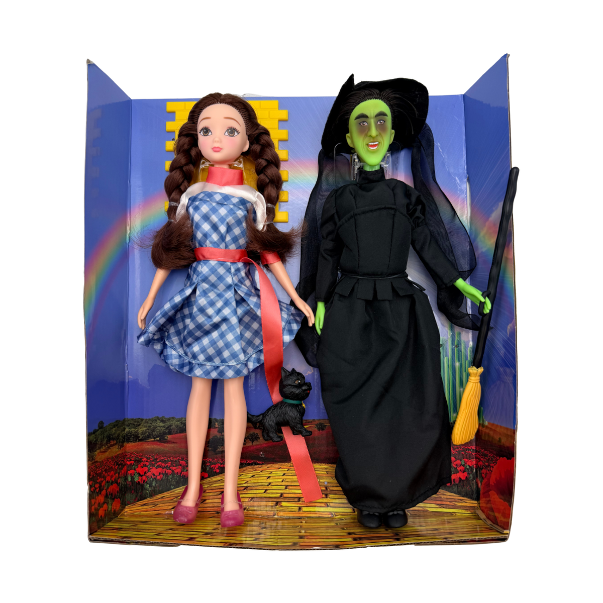 DOROTHY & WITCH 11 IN DOLLS WITH TOTO AND BROOM
