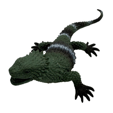 Green and black spiny lizard toy.