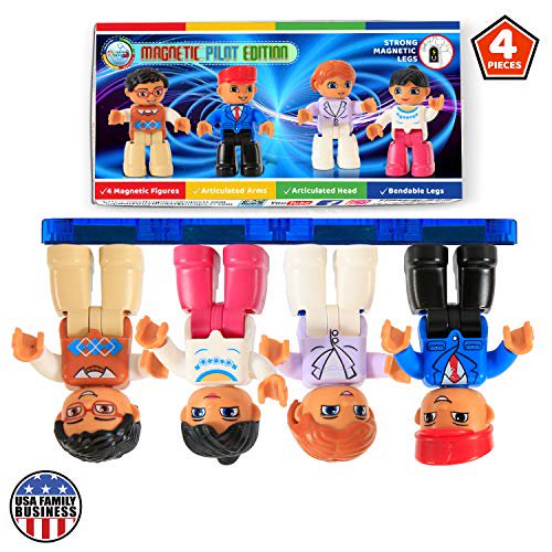 A toy set of magnetic figures, showing the packaging and the figures themselves.