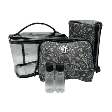 3 PC GRAY COSMETIC BAG SET