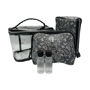 3 PC GRAY COSMETIC BAG SET