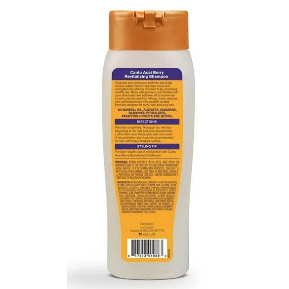 Back of a white shampoo bottle with an orange cap.