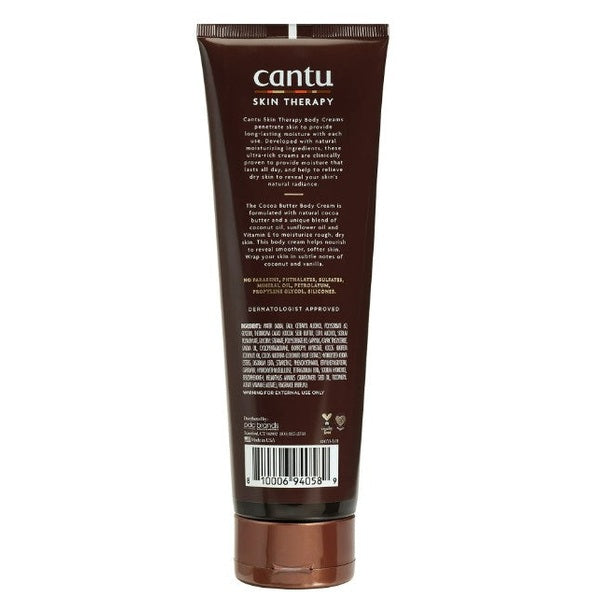 Brown tube of Cantu Skin Therapy Cocoa Butter Body Cream.