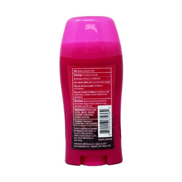 Pink deodorant stick with black label.