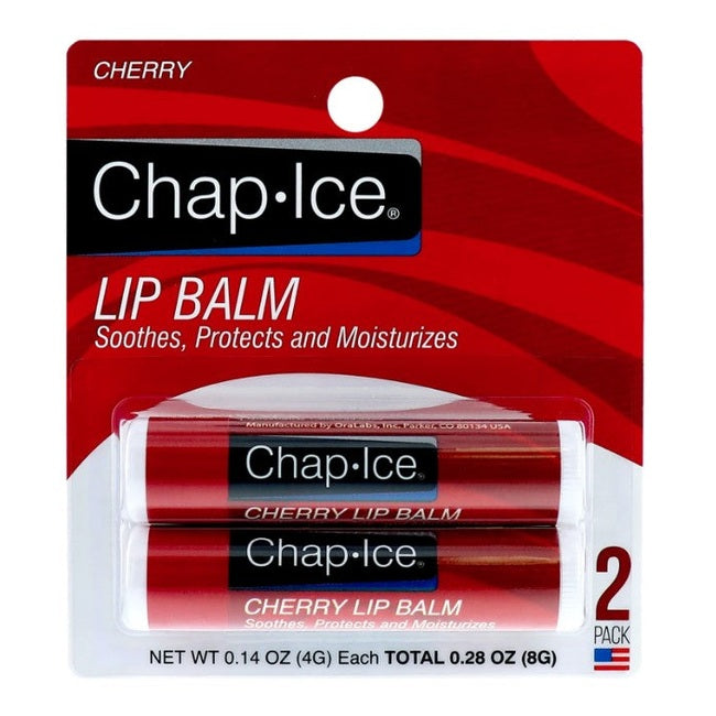 Two-pack of cherry flavored Chap-Ice lip balm.