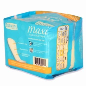 Here are a few descriptive alt tags for the image:
*  Package of CoraLite Maxi Regular Pads.
*  Blue packaging of sanitary pads with diagram.
*  Feminine hygiene product: CoraLite Maxi pads.