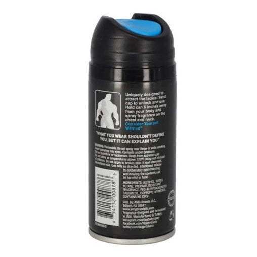 Black can of men's body spray.