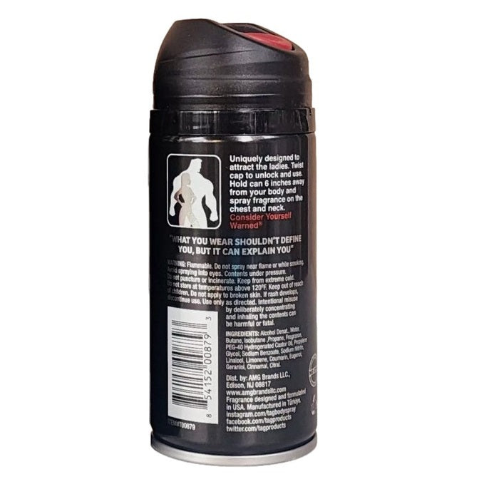 Black spray can with red nozzle.