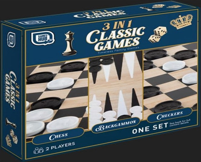 CHESS, CHECKERS, AND BACKGAMMON SET