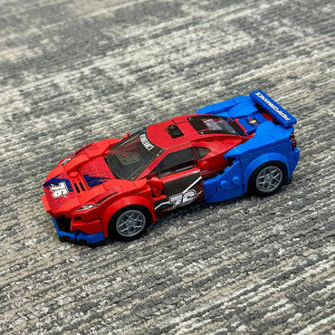 Transforming toy car on a textured surface