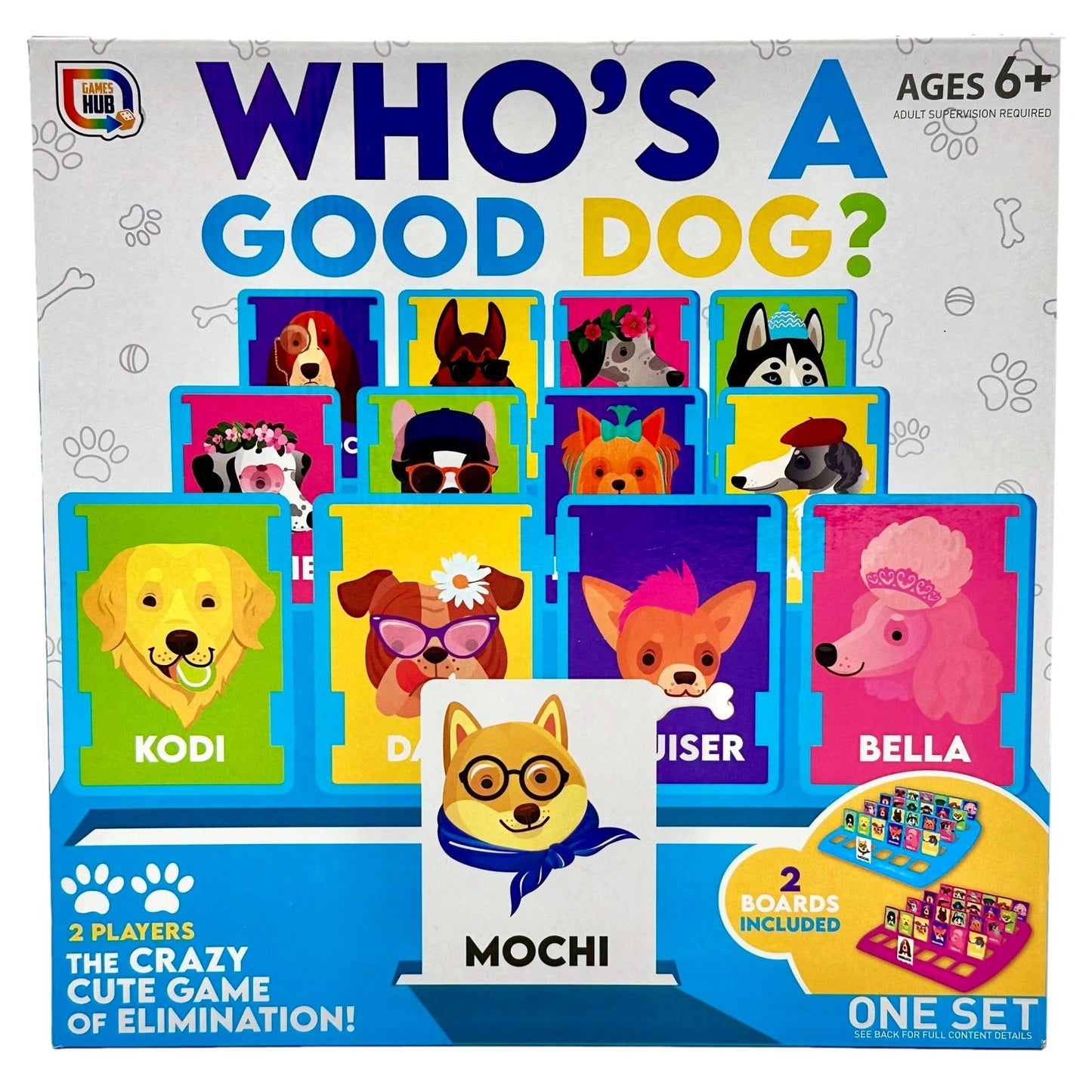 Game box of "Who's A Good Dog" board game.