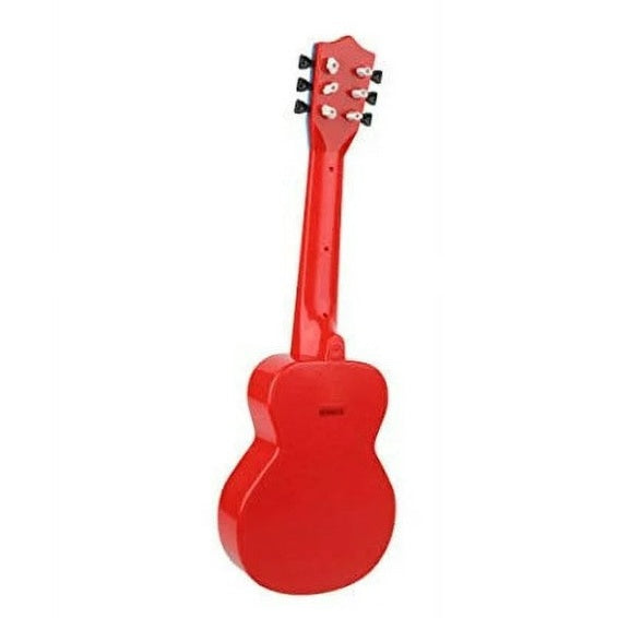 Red toy acoustic guitar.