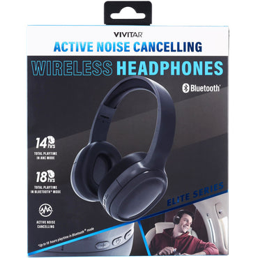 Box of Vivitar active noise-canceling wireless headphones.