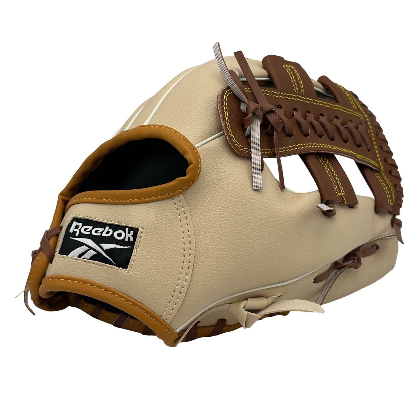 Beige and brown Reebok baseball glove.