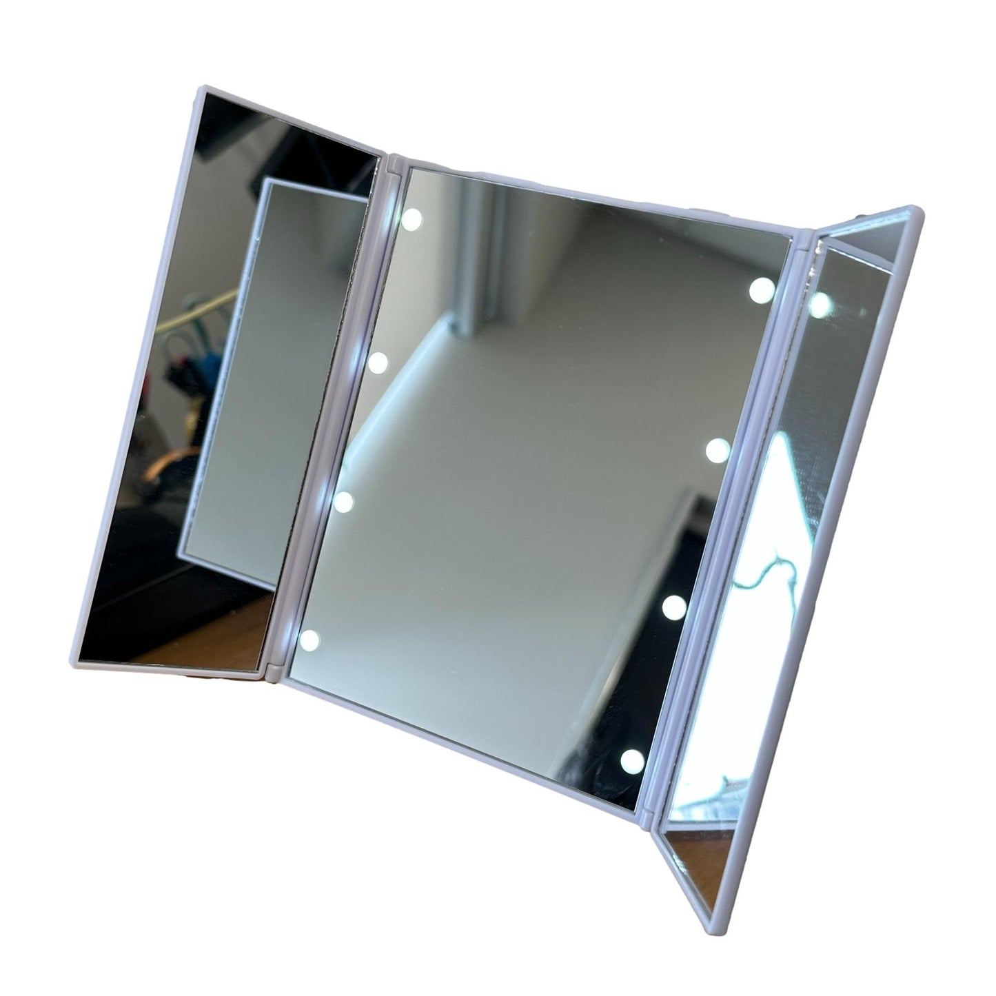 ESPEJO COMPACTO TRIPLE CON 8 LED