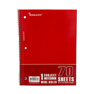 Red A+ Homework notebook with spiral binding.