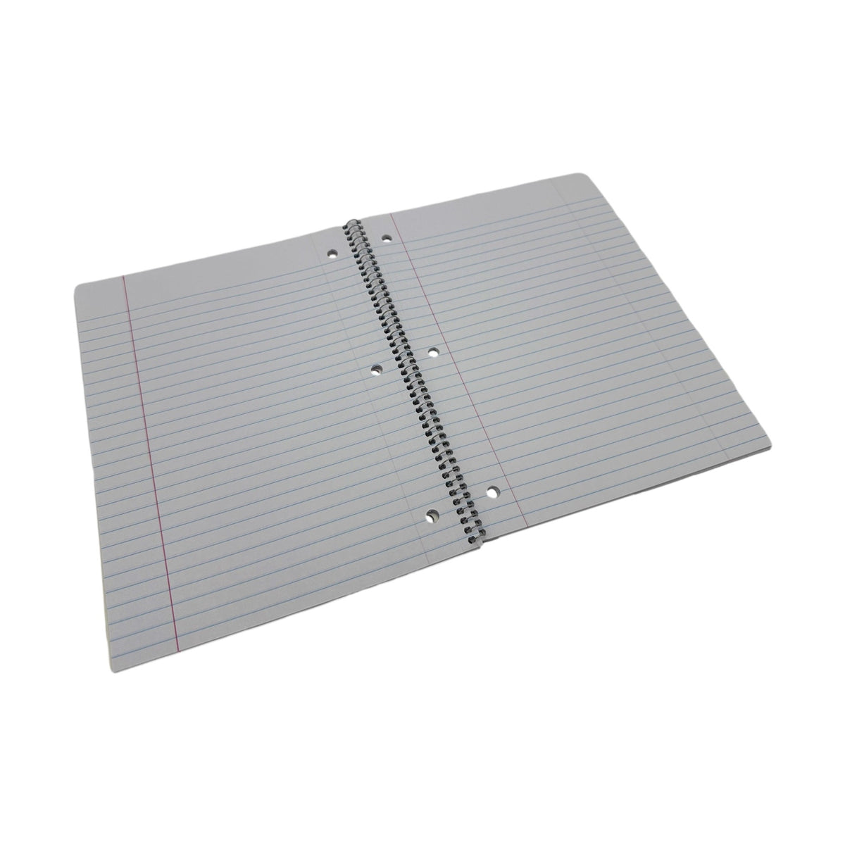 An open spiral-bound notebook.
