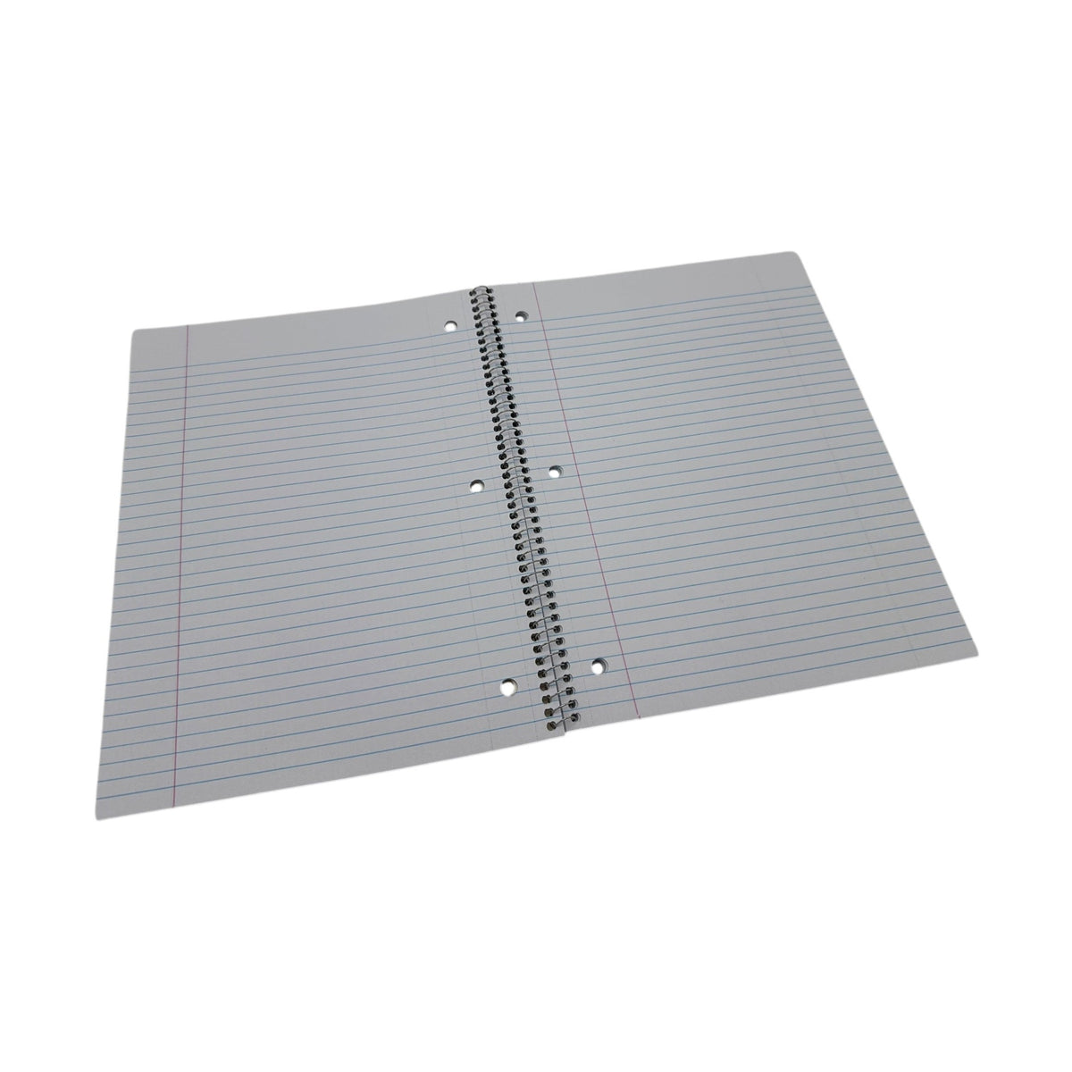 Open spiral notebook with lined paper.