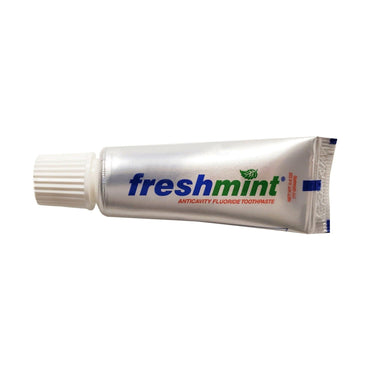 Tube of Freshmint anticavity fluoride toothpaste.