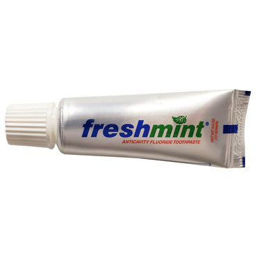 Tube of Freshmint anticavity fluoride toothpaste.