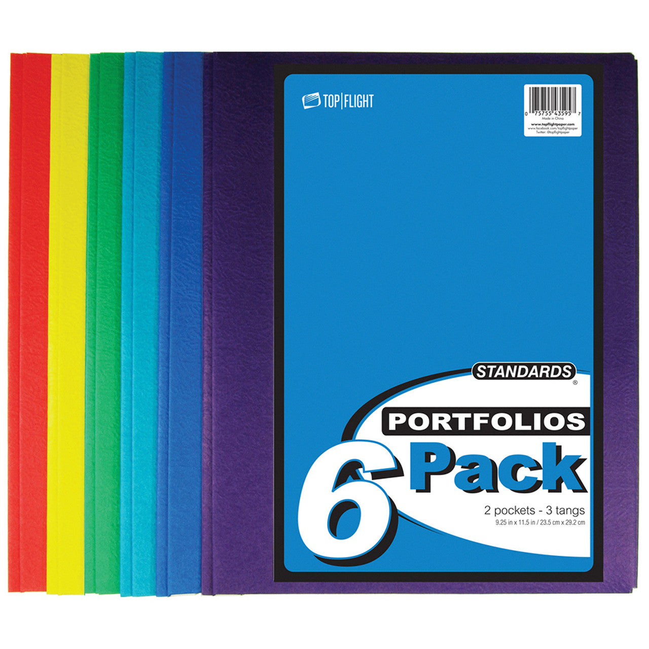 Colorful pack of 6 Top Flight portfolios.