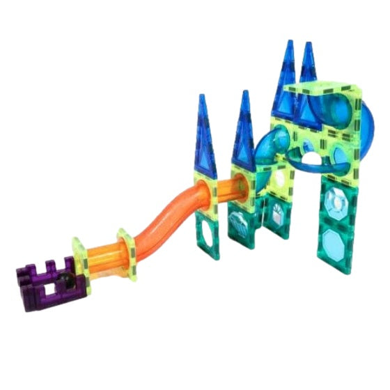Colorful magnetic tile toy.