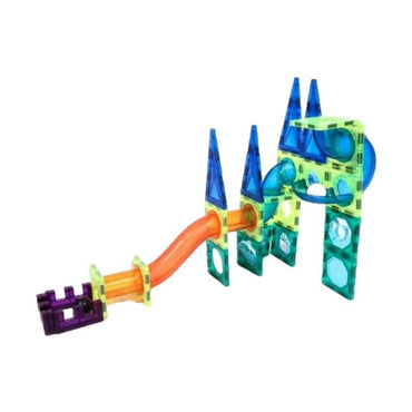 Colorful magnetic tile toy.
