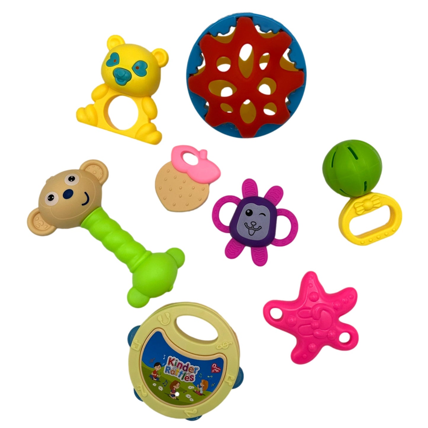 8 PC KINDER RATTLES